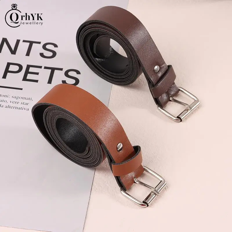 1PC 100CM Leather Belt Fashion Waist Belts Metal Buckle Waistband Pants Decorative Clothing Accesories 241225