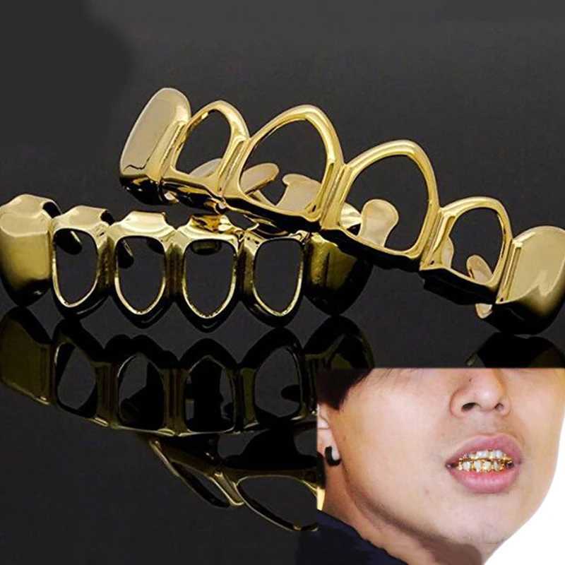 Hip Hop Gold Teeth Grillz Set Top Bottom Tooth Grills Dental Mouth Punk Teeth Cs Cosplay Party Rper Jewelry New 2022 Hot W241227