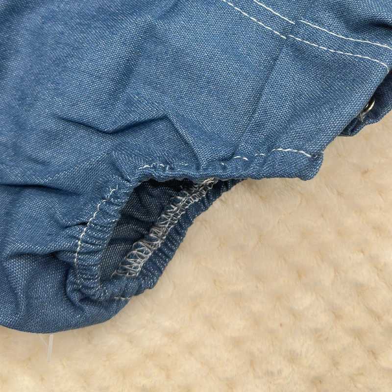 Korean Sle solid blue denim chest combination Jean Bib baby bib girl denim jacket pendant jumpsuit baby set W241227