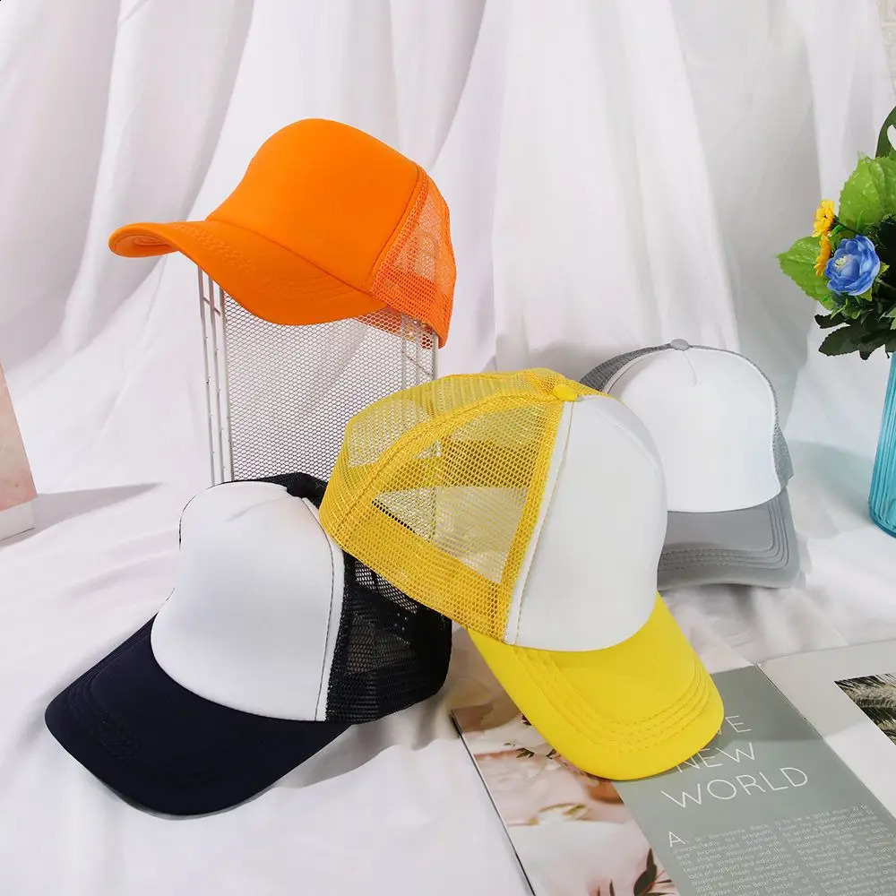 1PC Fashion Unisex Plain Baseball Cap Adjustable Trucker Flat Visor Cap Mesh Curved Men Women Casual Sun Summer Hat 241226