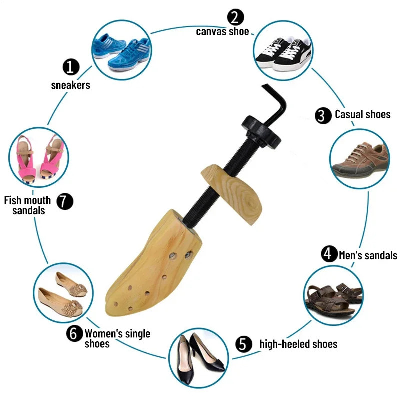 Shoe Stretcher Wooden Shoes Tree Shaper Rack Pine Wood Shoe Tree Adjustable Flats Pumps Boots Expander Trees For Man Women241226
