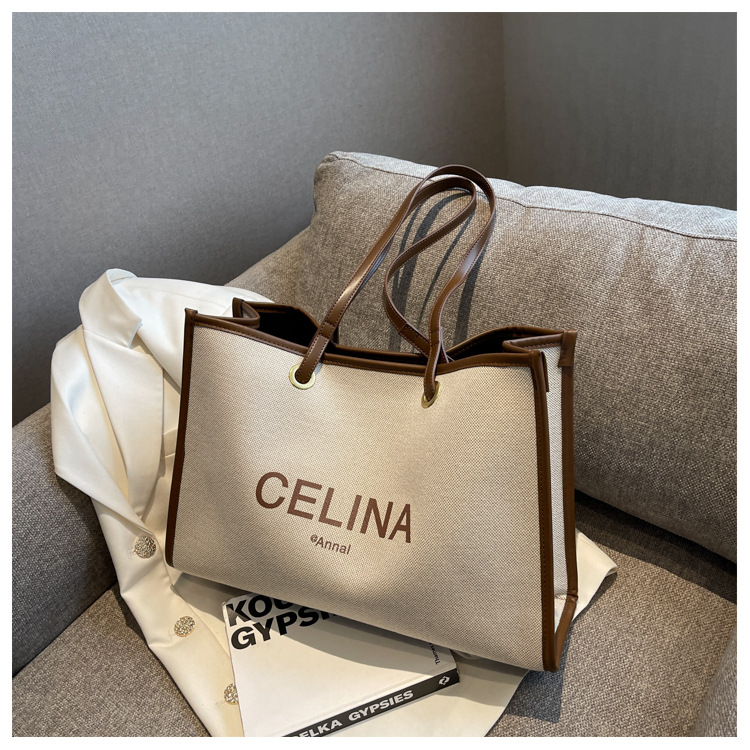 Designer Handbags Large Capacity Canvas Tote: Fashionable Women's File Package, Casual Everyday Shoulder Bag Ideal For Students And New Free Deli