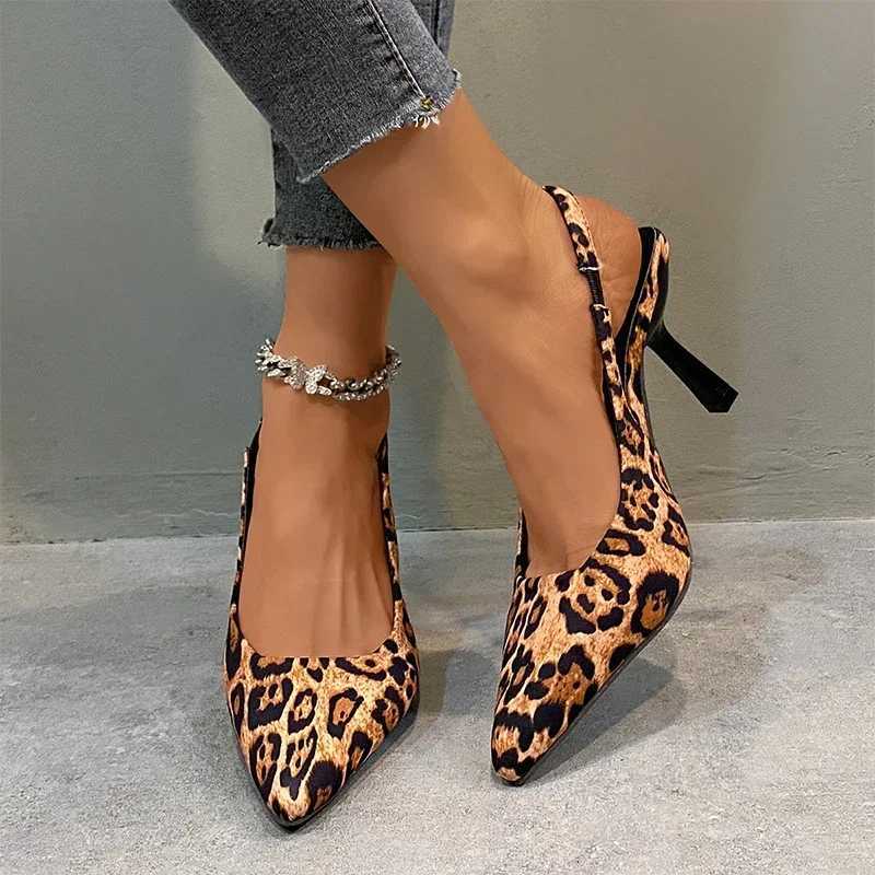 High Quality Women Sexy High Heels Shoes Leopard Sandals New Pointed Toe Dress Party Slippers Winter Fashion Elegant Pumps Womens Shoes T241227
