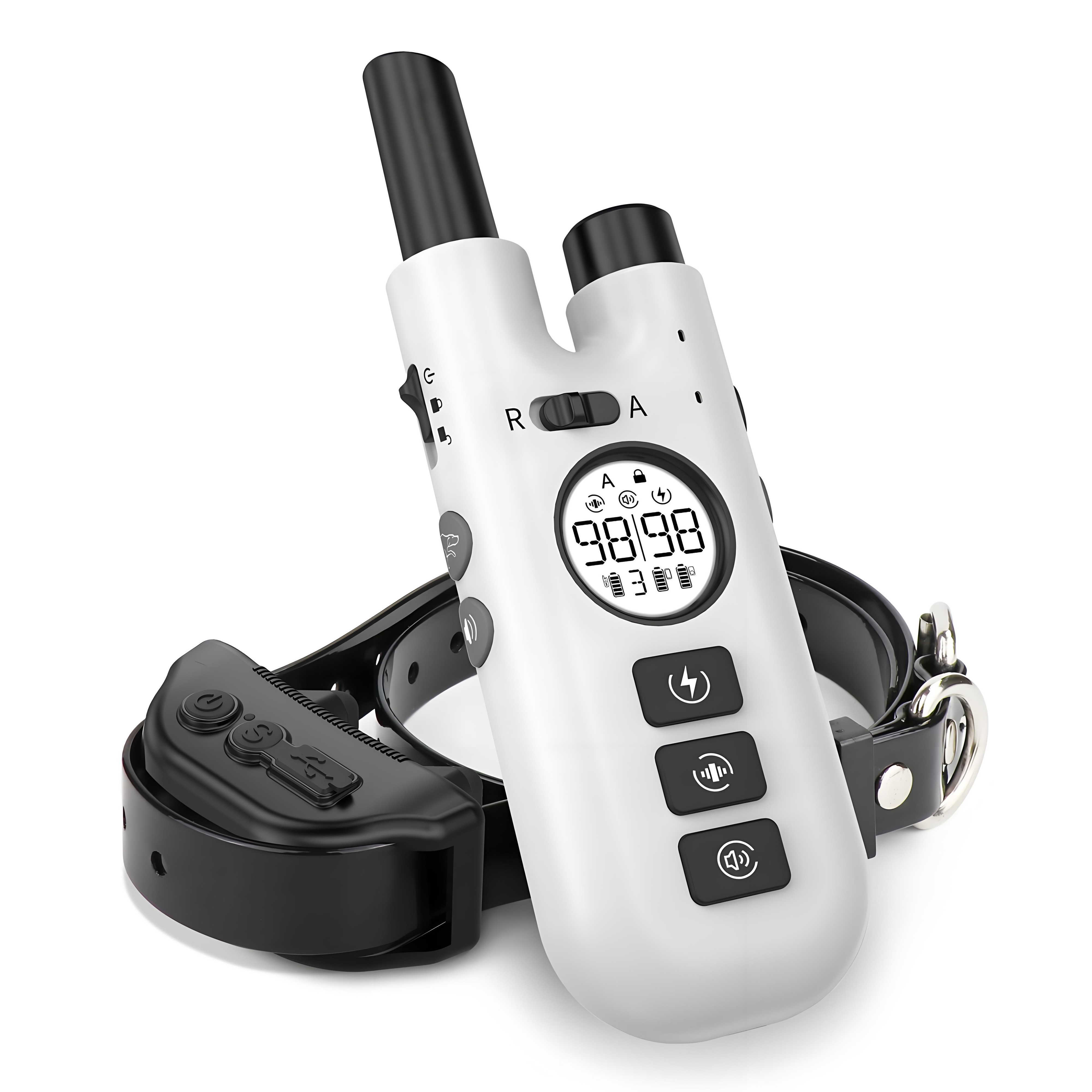 Waterproof Dog Training Collar, Auto-Barking Stopper, LCD Power Display, Remote Control, Vibration Collar, Shock Lock, 2in1