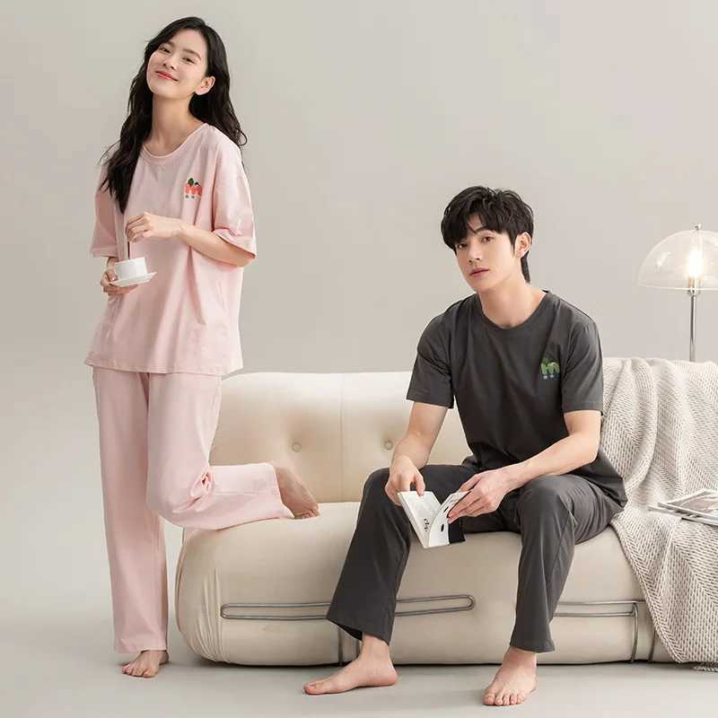 Pijama Man Pajama Cotton Summer Short Sets Long Pant Japanese Pajamas for Couples Man and Woman Sleepwear 2024 pyjamas HommeXJ241227