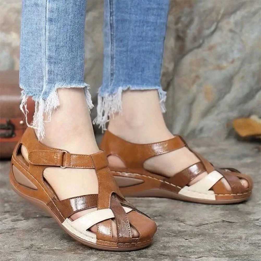 High Quality Female Sandals Summer Women Footwear Cross-tied Platform Beach Waterproo Slip on Rome Slippers Sandals for Women Leather T241227