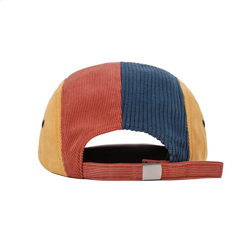 Retro Style 5 Panel Corduroy Color Block Baseball Cap Custom Embroidery Sunscreen Breathable High Quality Duck Tongue Cap 241227