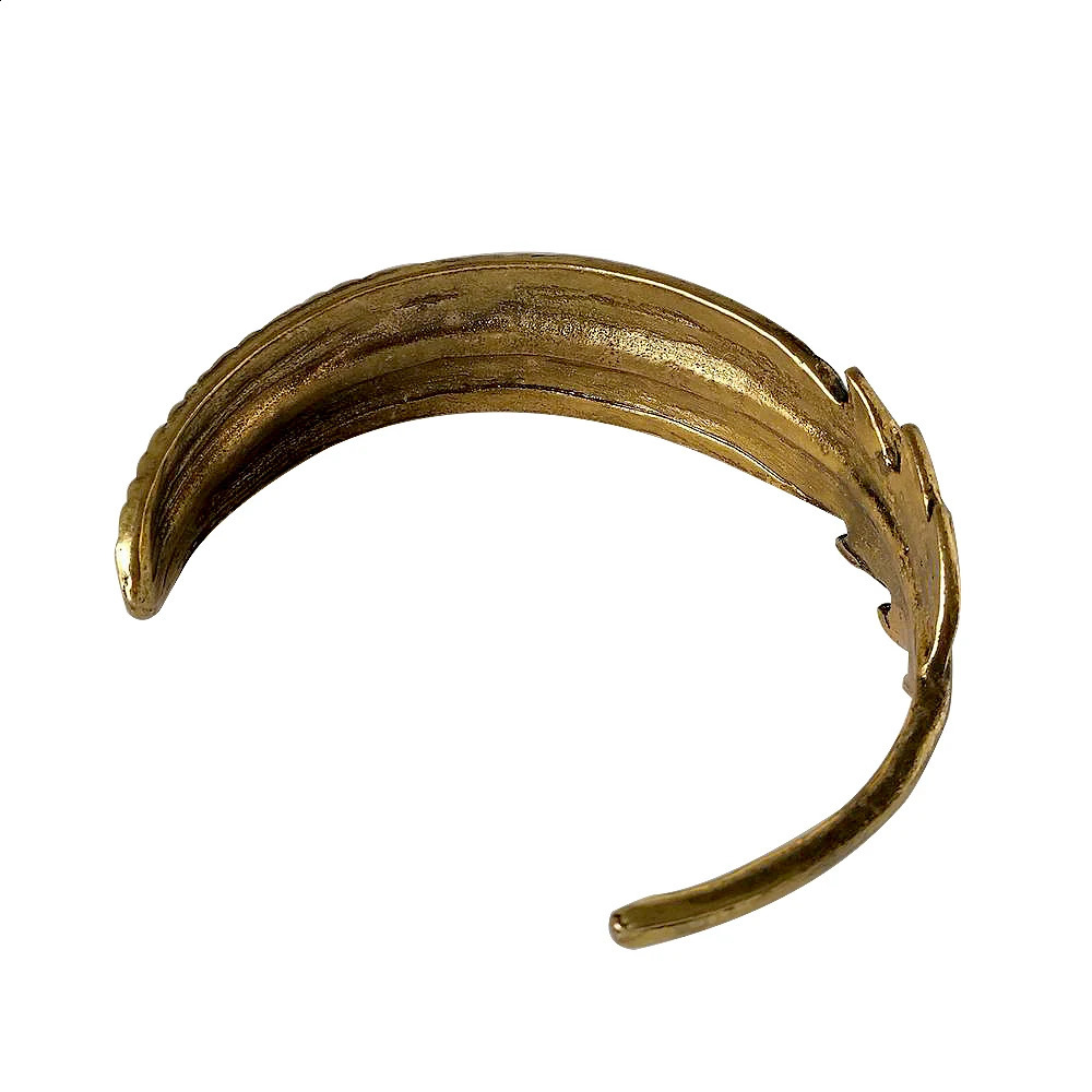 Vintage Alloy Feather Cuff Bracelets Brangle For Women Leaves Bangles Punk Bangle Jewelry 241227