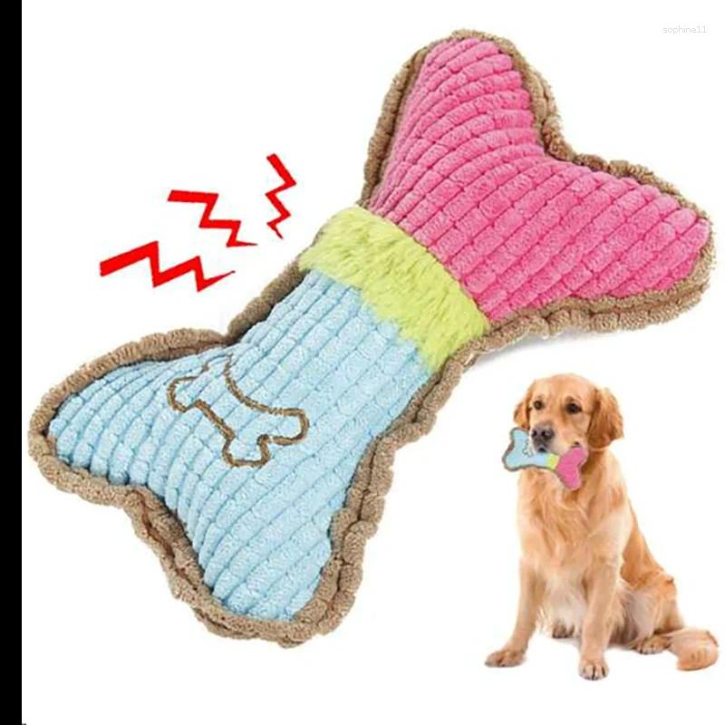 Update 1Pc Dog Squeaky Toys Bones Plush Dogs Chew Toy For Small Medium Breed Puppy Aggressive Chewer Pets Playing Cleaning Teeth