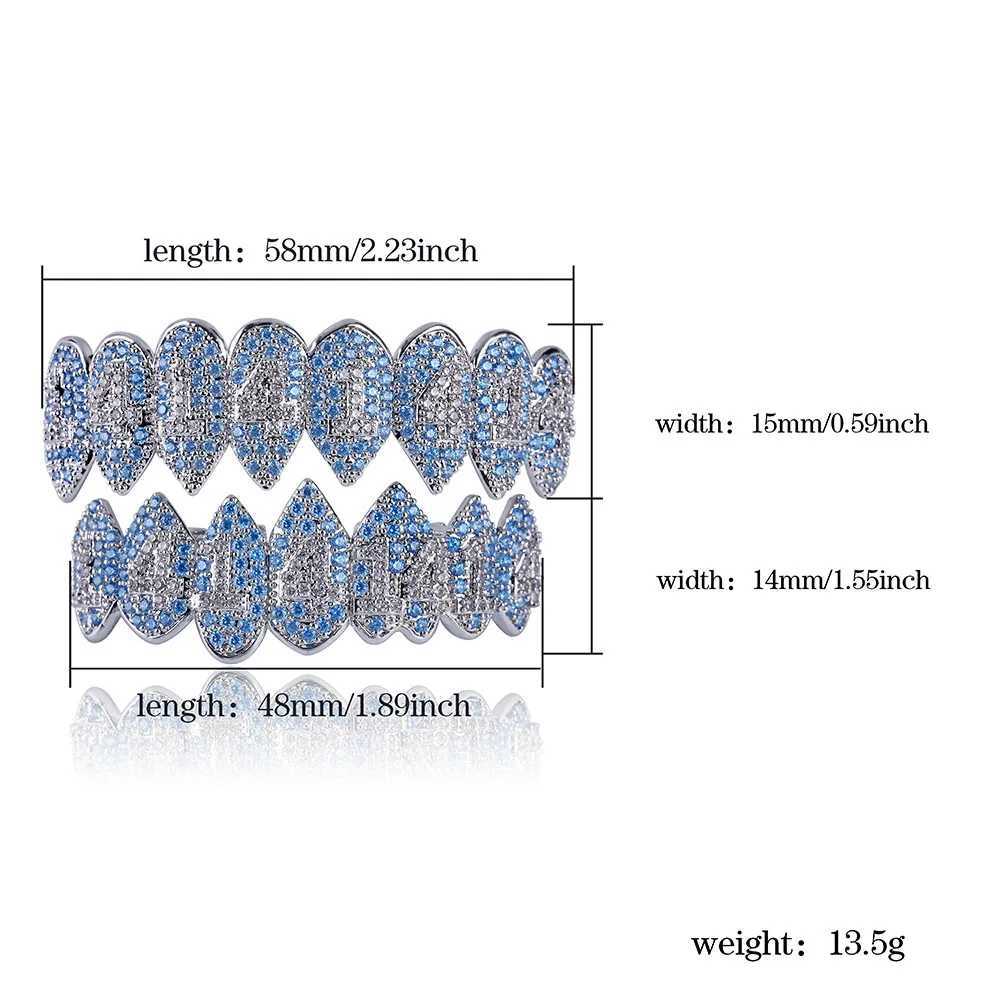 GUCY d Out Hip Hop 1414 Teeth Grillz Bling AAA Cubic Zircon Silver Color Eight Top Bottom Vampire Grills Set For Gift W241227