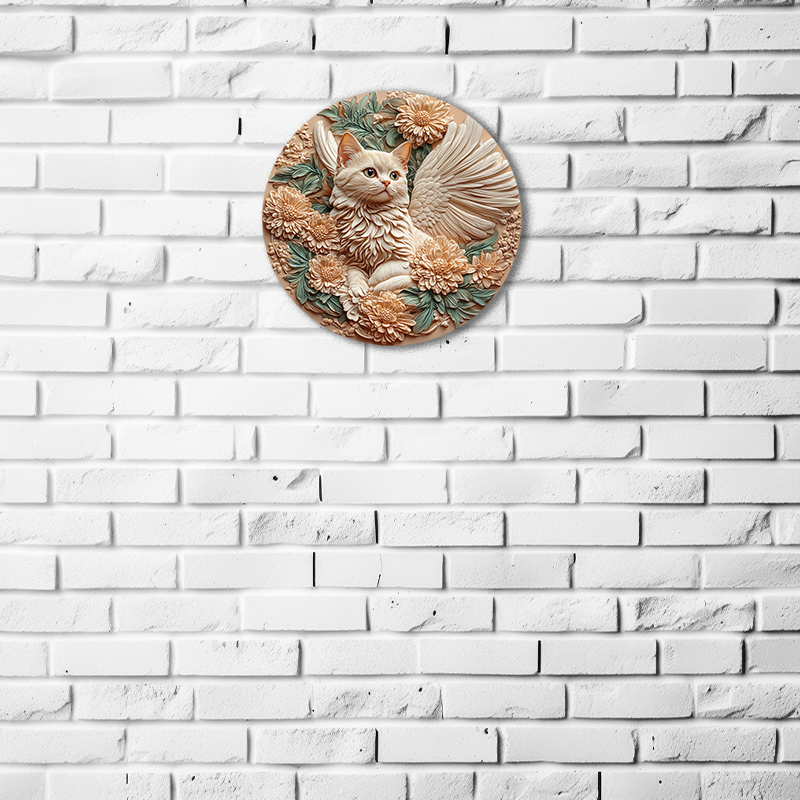 Customized American Shorthair Cat Pet Ornaments - 2D Printed Circular Aluminum Decorative Paintings - Pet Souvenir Tombstones