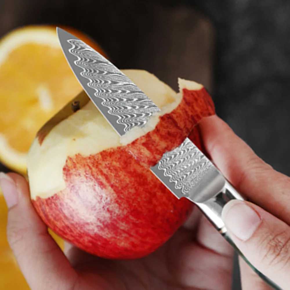 3.5 Inch Paring Knife VG10 Damascus Steel Sharp Fruit Knife for Cutting Fruit and Vegetables Kitchen Peeling Knife Y241227