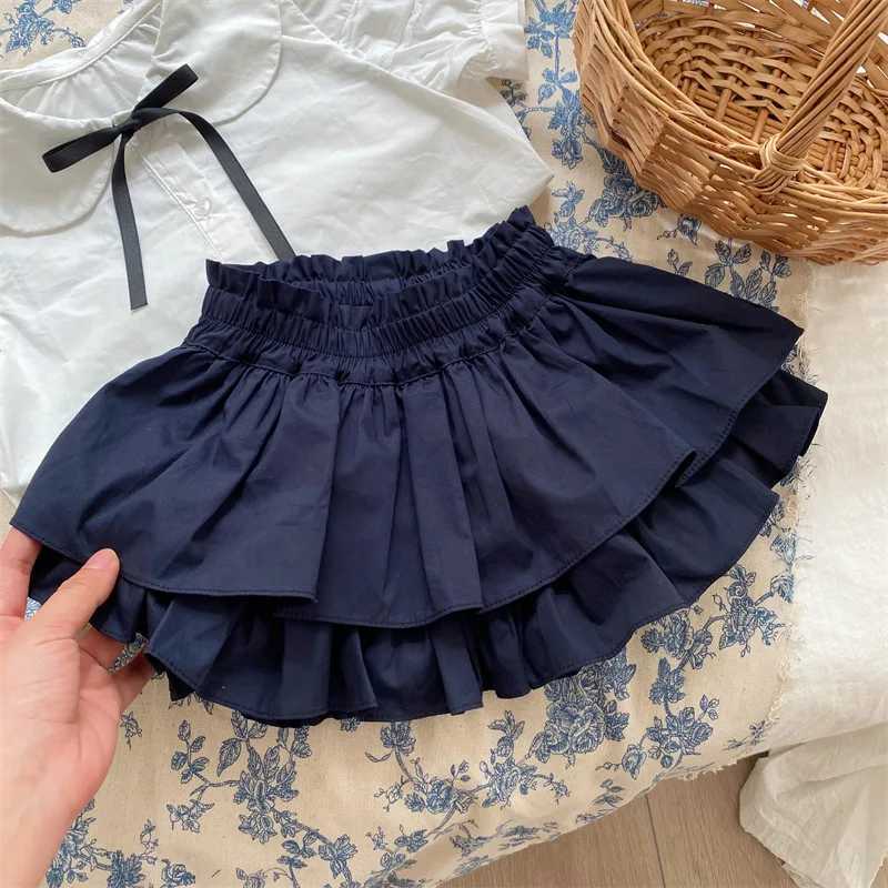 young deer 2024 Summer Korean Style Toddlers Girls Layered Skirts Solid Color Baby Kids Ruffles Shorts W241227