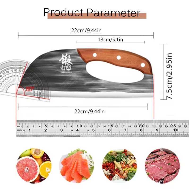 Professional Labor Saving Chopper Boning Knife Kitchen Knives Sharpener Forged Hammer Stainless Steel Meat Cleaver But Knife Y241227