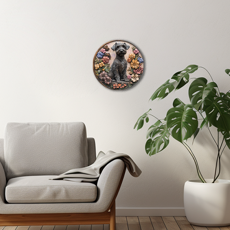 Custom Kelly Blue Terrier Pet Ornament - Circular Aluminum Decorative Painting, Unique Pet Souvenir Tombstone