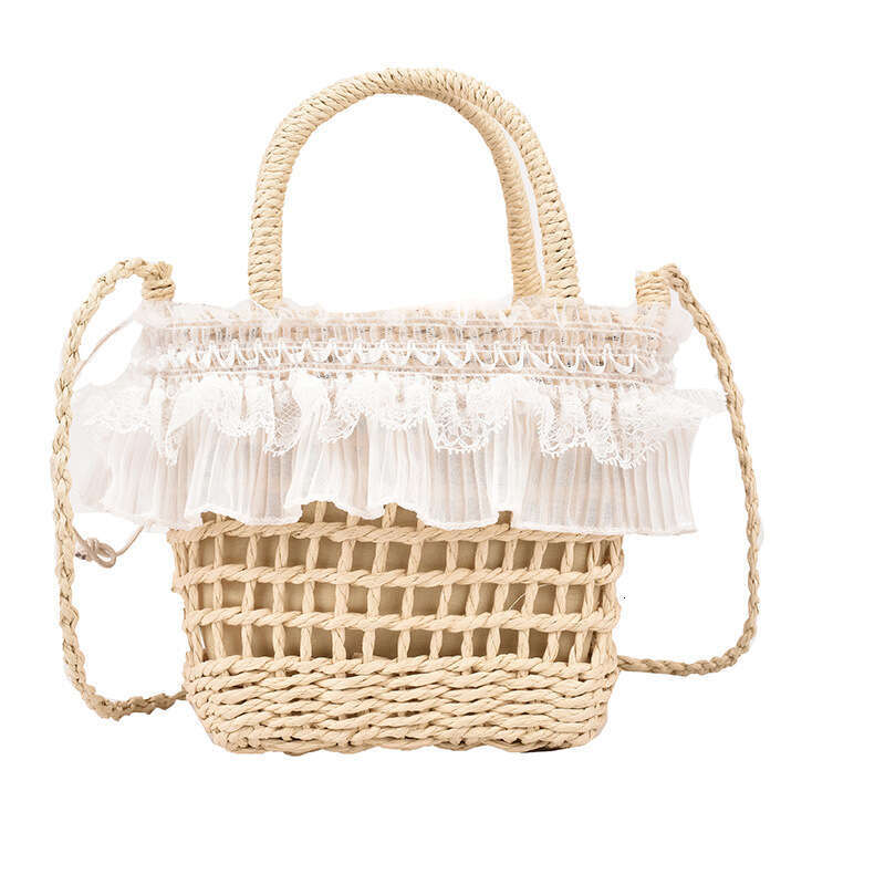 Fairy Beach Resort Grass New Vegetable Basket Crossbody Western Woven Handheld Bucket Bag