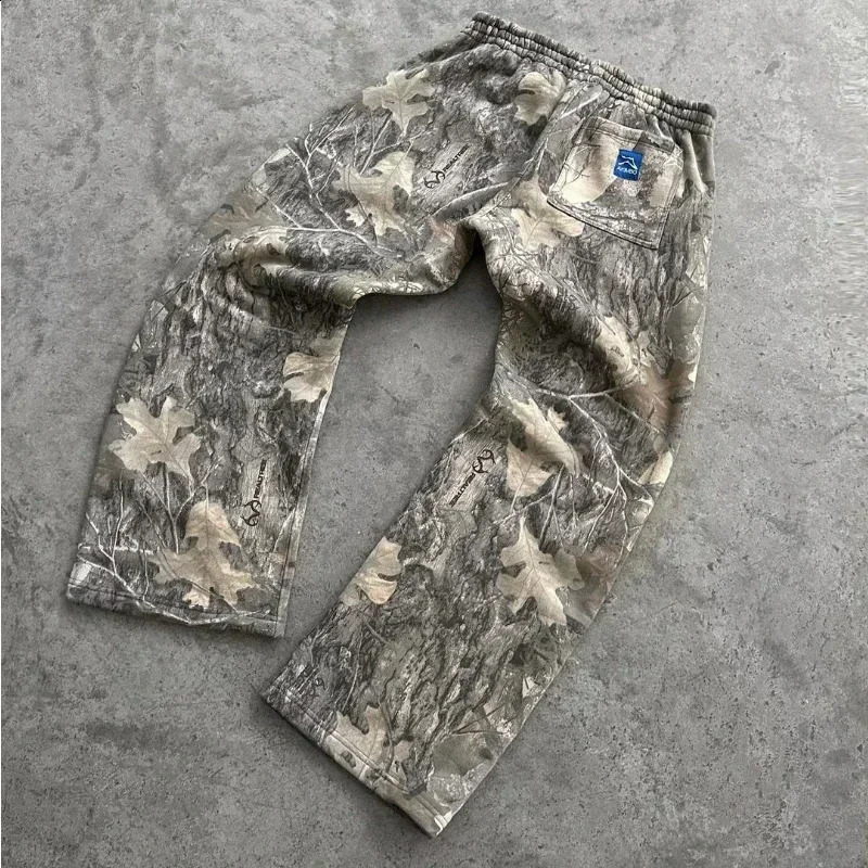 Y2K Camouflage Streetwear Jeans Harajuku Hip Hop Baggy Cargo Pants Sweat Wide Legs Pants Men And Women Casual Camo Trousers 241226