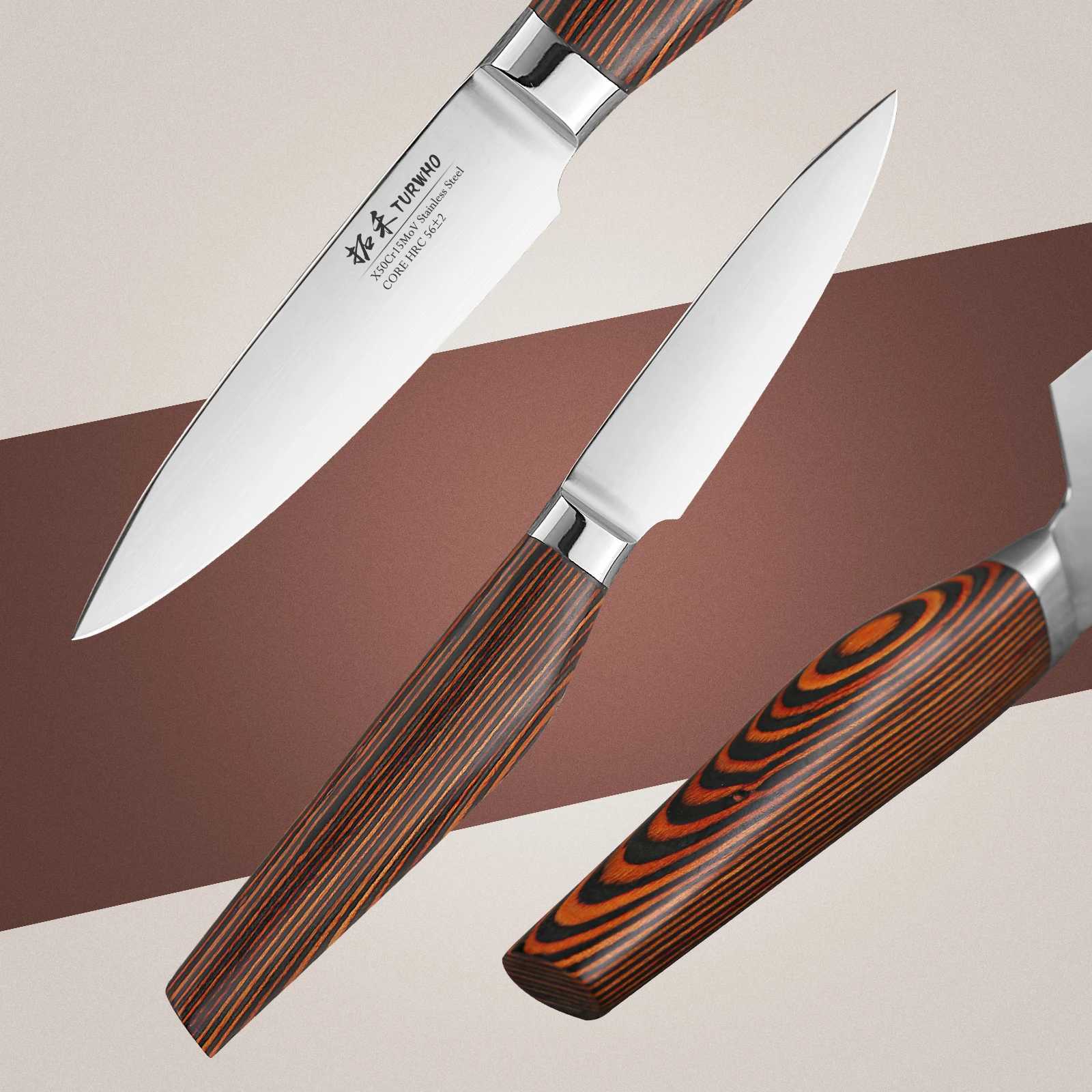 TURWHO 3.5 Paring Knife High Carbon Stainless Steel X50Cr15MoV Kitchen Knives Vegetable fruit Peeling Chef Utility Cooking Tool Y241227
