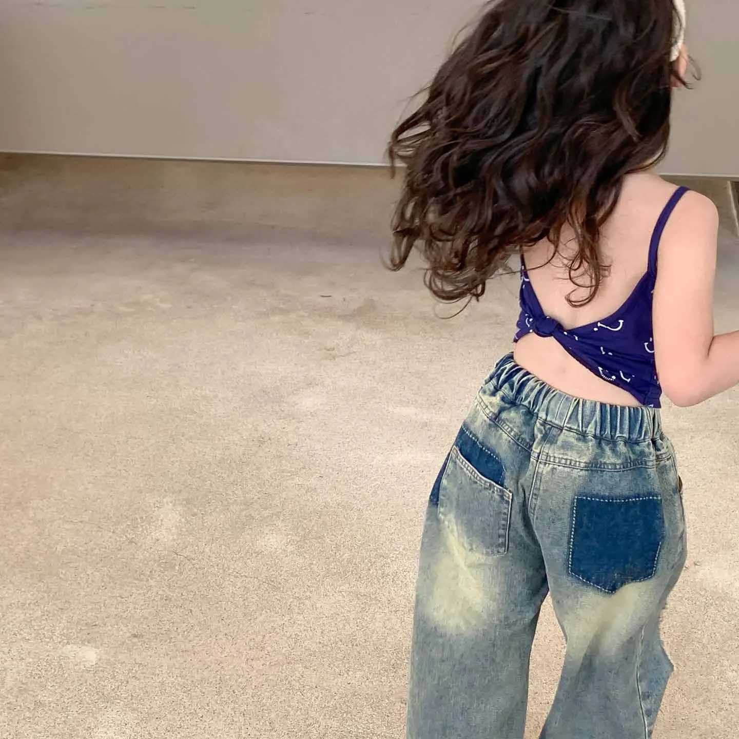 Childrens jeans torn jeans boys and girls pants girls wide leg jeans 3 to 7 years old childrens clothing W241227