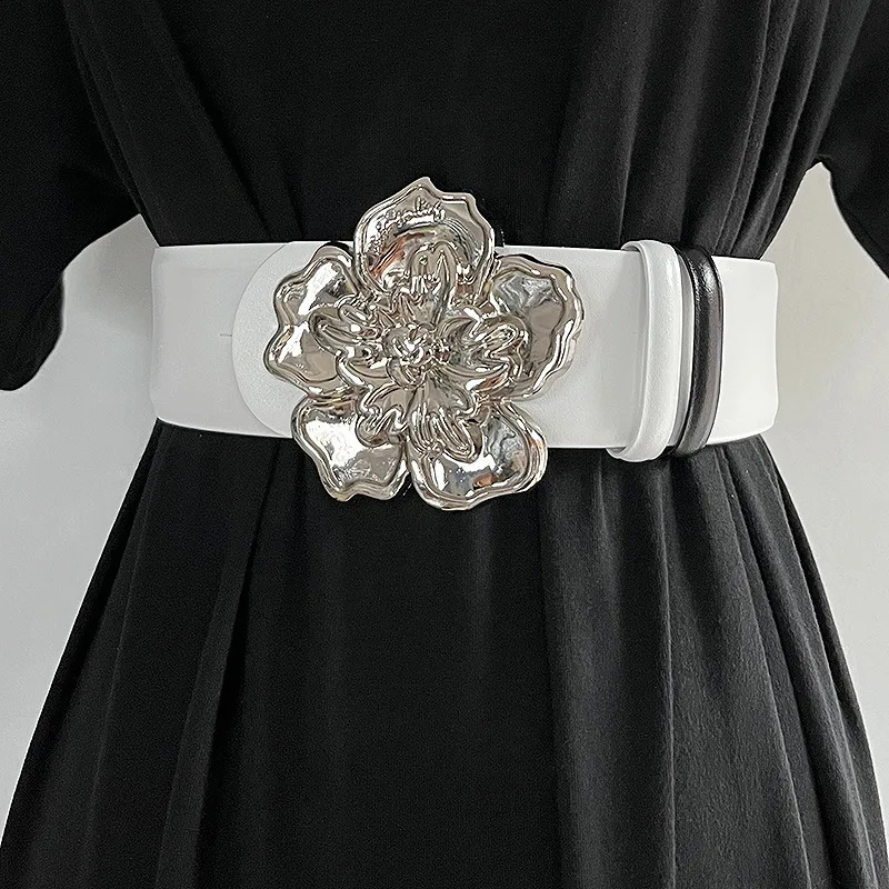 ladies wide belt elastic vintage buckle leather wide fashion wild pin buckle womens belt waist seal belt 241226