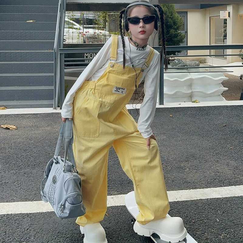 Teenage girl denim jacket blue jeans 2024 new summer hot trade childrens pendant Trouser childrens casual clothing 6 8 10 12 14 years old W241227