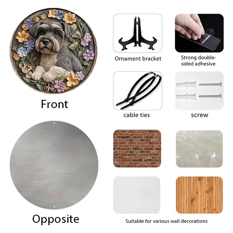 Customizable Circular Aluminum Pet Memorial Decoration - Premium Quality HD Printed Pet Souvenir Tombstones, Waterproof