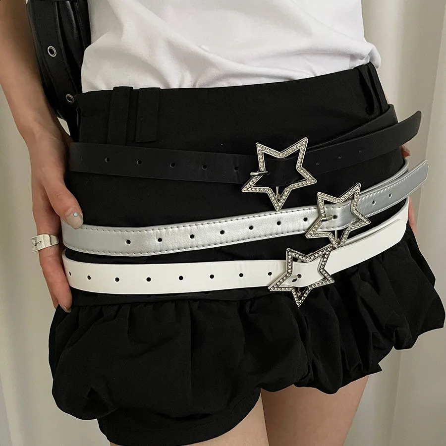 Girls Y2K Stars Waist Belt Jeans Skirt Women INS Waistband Autumn Winter Retro Decoration Accessories 241225