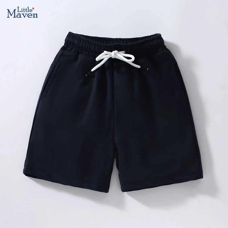 Little maven Baby Boys Teenagers Summer Clothes Childrens Clothing Sports Solid Black Color Short Pants Cotton Kids W241227