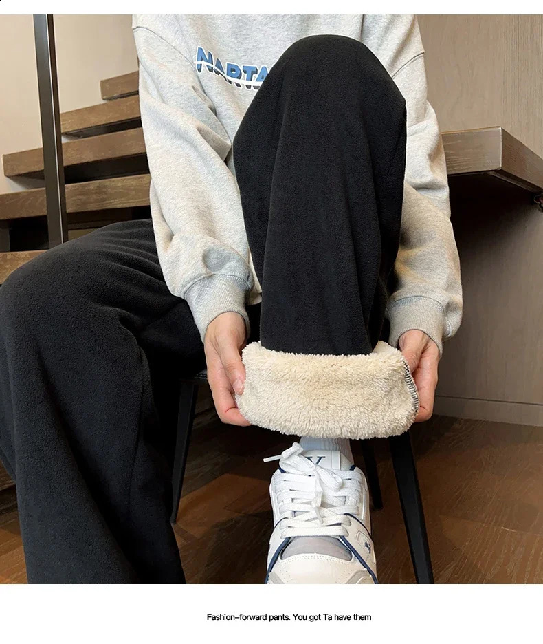 Winter Thick Warm Cashmere Pants Men Fleece Lined Sweatpants Mens Casual Sports 2025 Fashion Drawstring Baggy Jogger 241226Z