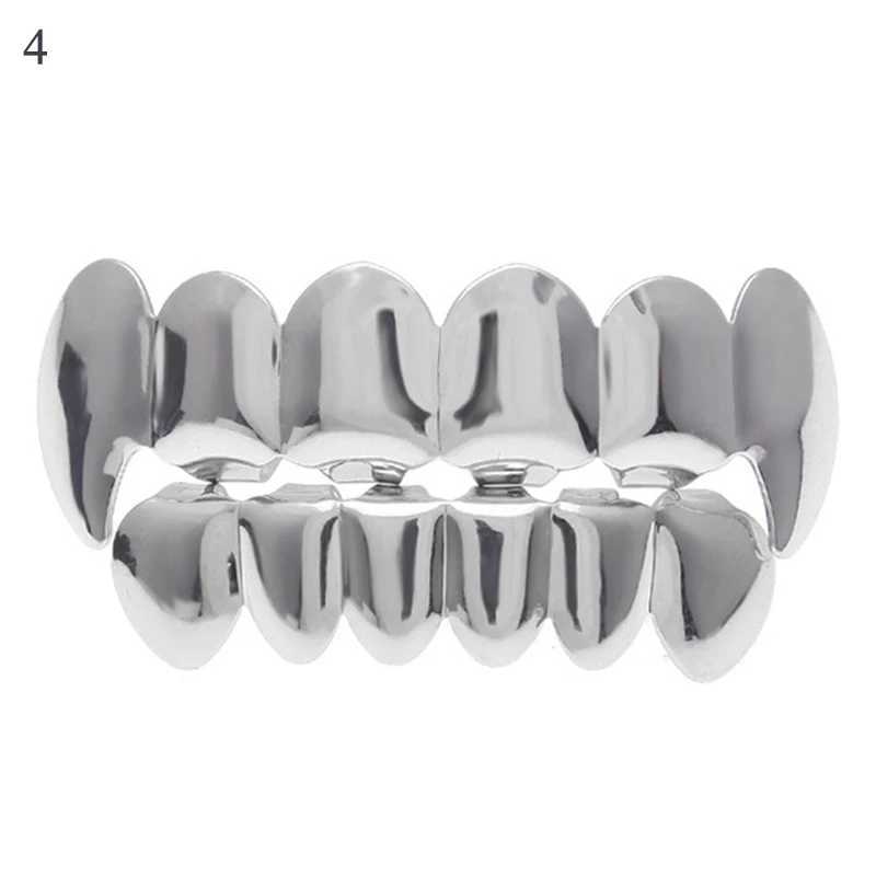 Hip Hop Gold Teeth Grillz Set Top Bottom Tooth Grills Dental Mouth Punk Teeth Cs Cosplay Party Rper Jewelry New 2022 Hot W241227