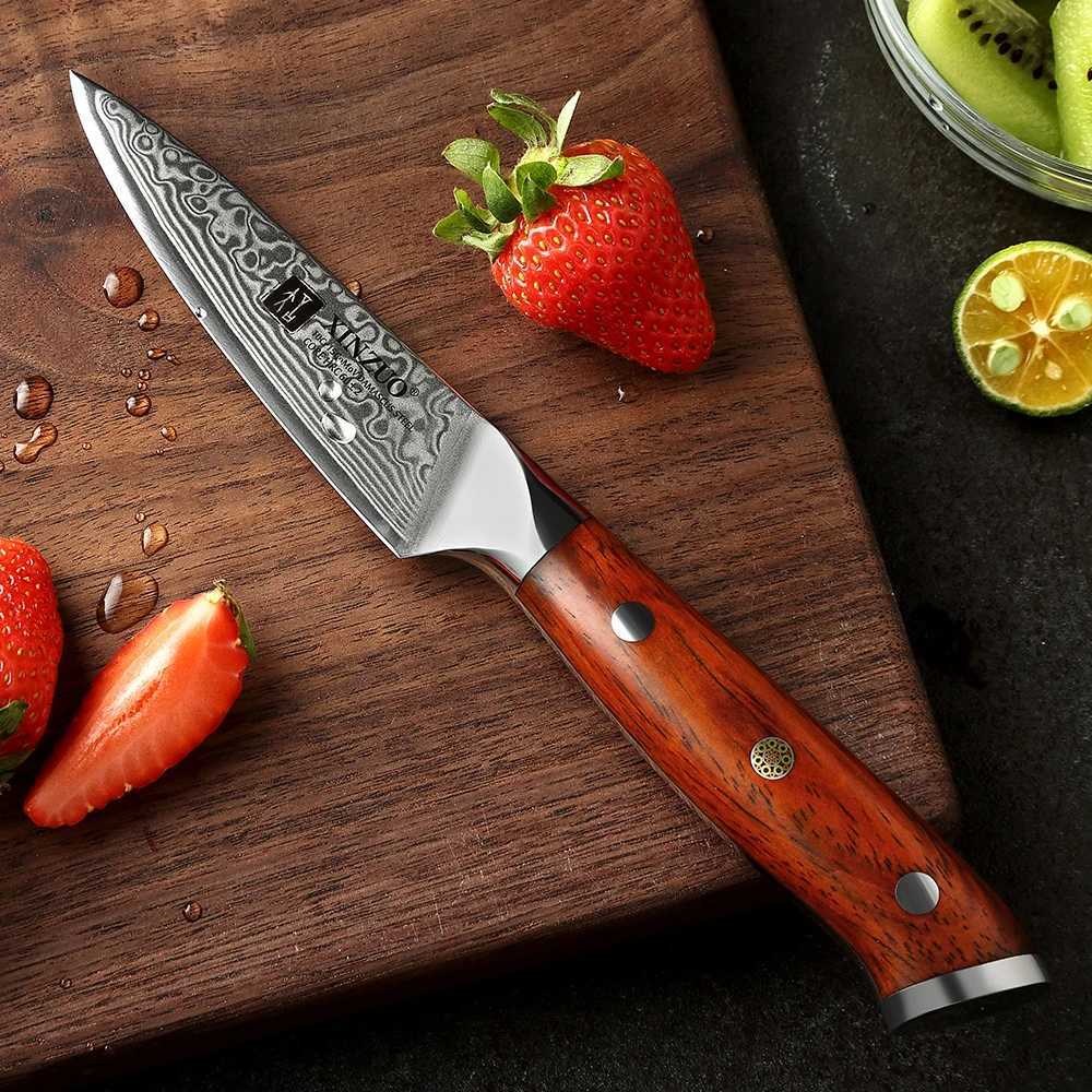 XINZUO brand 3.5-inch kitchen knife with large horse leather steel mahogany handle Japanese carving and peeling knife kitchen tool Y241227