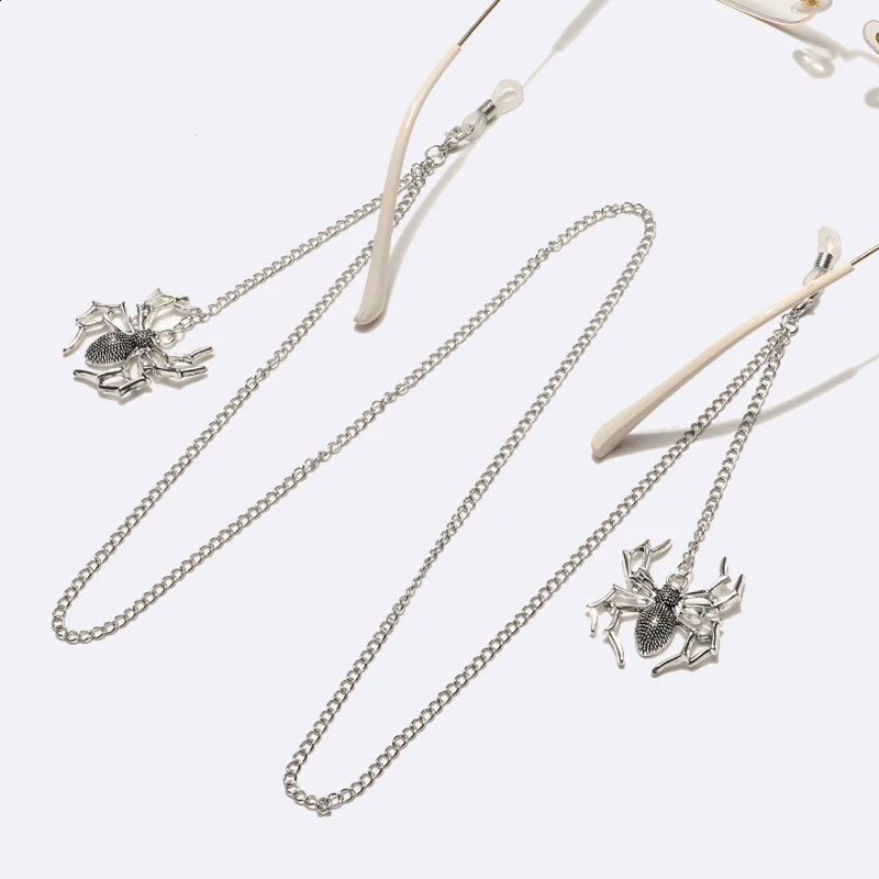 Spider Woman Sunglasses Chain Fashion Punk Silver Color Pendant Neck Chains Anti Falling Glasses Eyeglasses Cord Alloy Necklace 241226