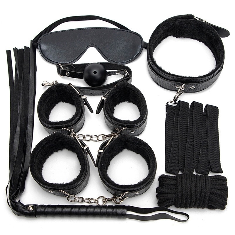 7 Piece Set Of Kits Sex Toys For Women Adults Games Bondage Handcuffs Sex Whip Mouth Gag 241226