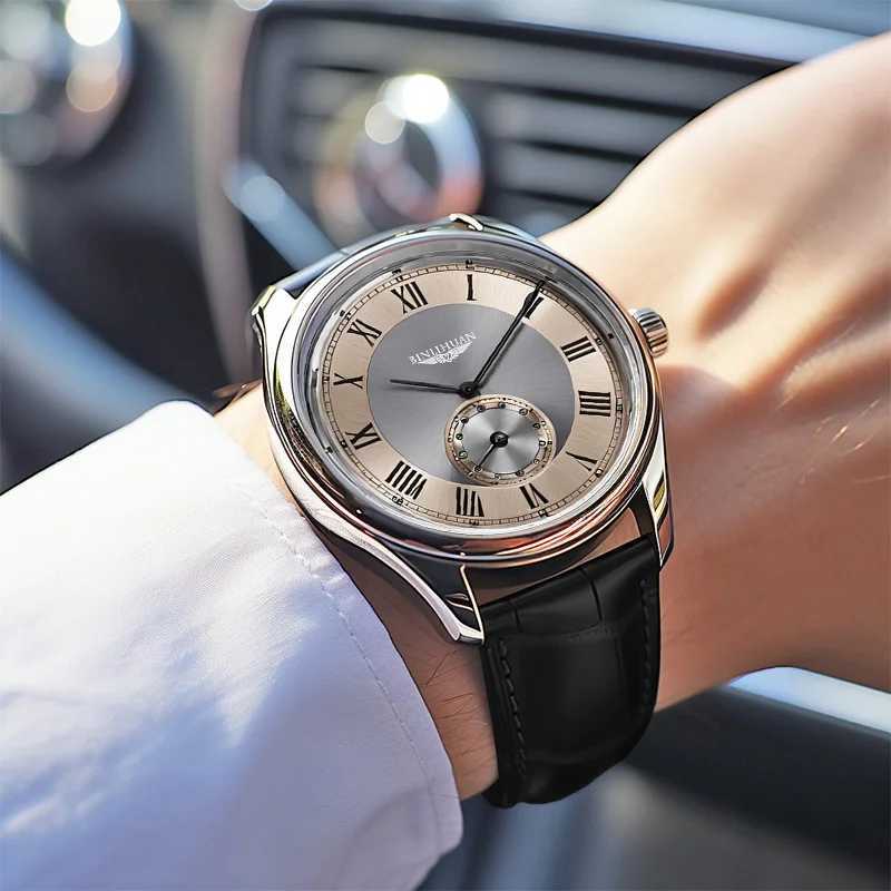 Luxury mens watches commercial fashion casual leather straps mens quartz simple watches Reloj Hombre M241226