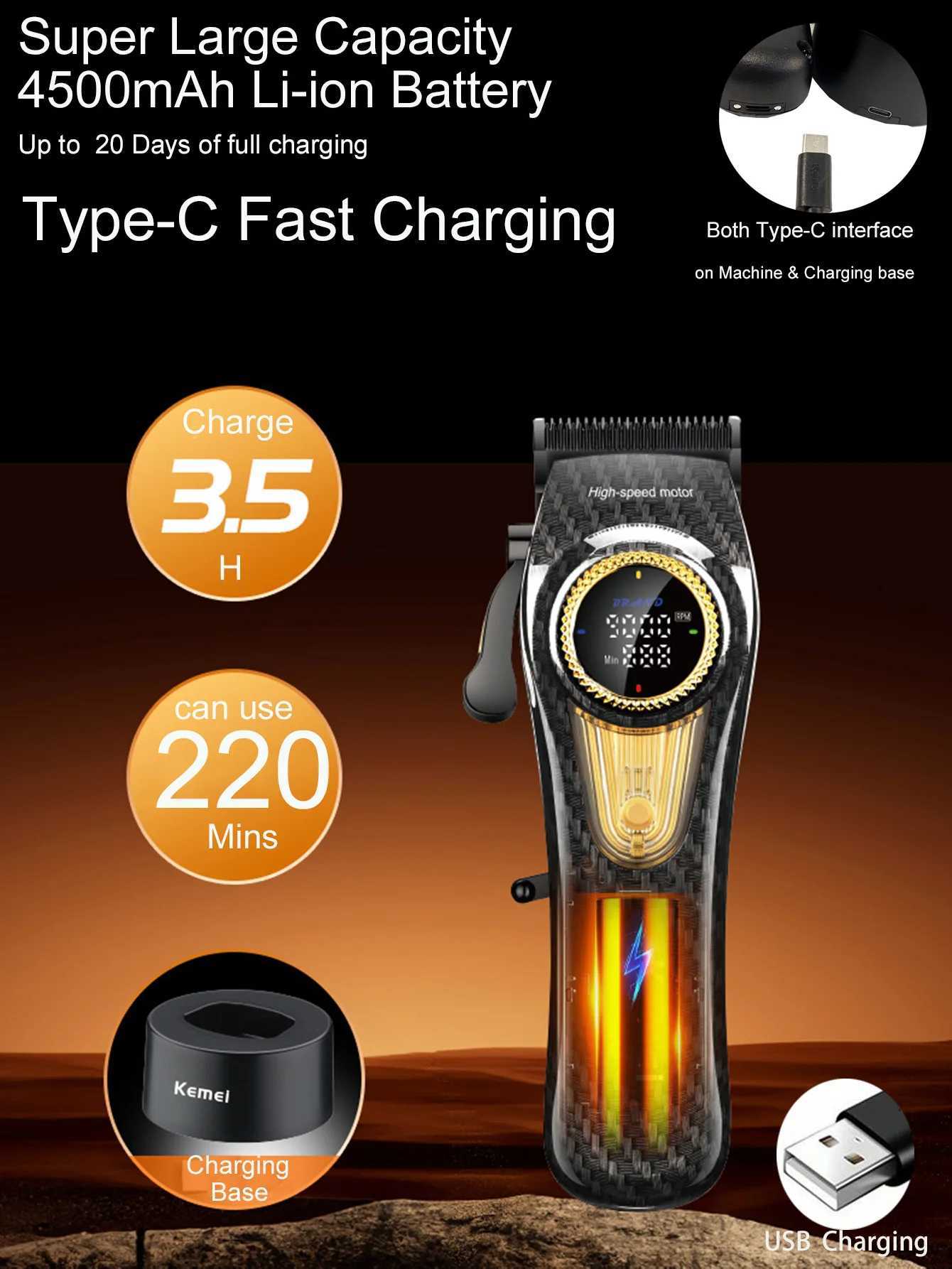 Kemei KM-2242 Beautiful Professional Hair Clipper Hair Cutting Machine With Charging Base For Men Electric Hair Trimmer Men Gift W241227