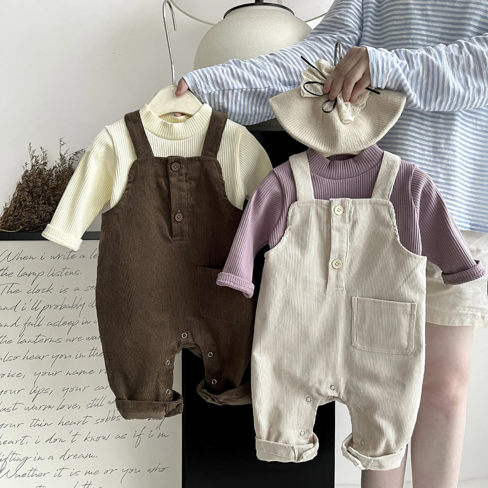 childrens clothing baby and toddler autumn fashion mens and womens baby western-style corduroy Korean casual overallsW133 241226