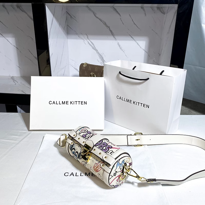 Cute Cartoon Pattern Printing and Graffiti Round Bag Women's Fashion and Popular Crossbody Bag for Evening Party