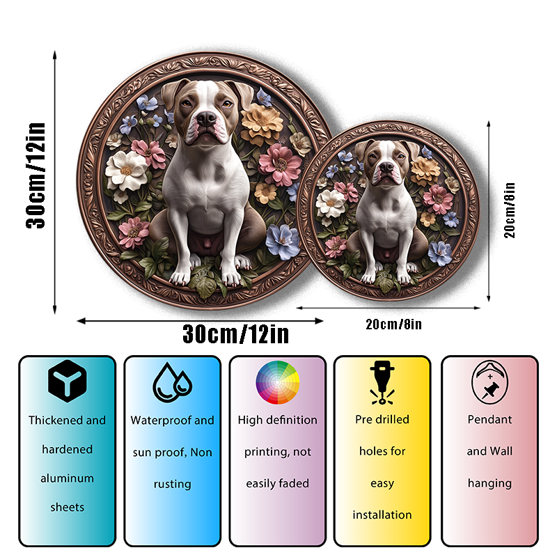 Customizable Aluminum Pet Ornaments - American Staffordshire Terrier Circular Paintings - Unique Pet Souvenir Tombstones