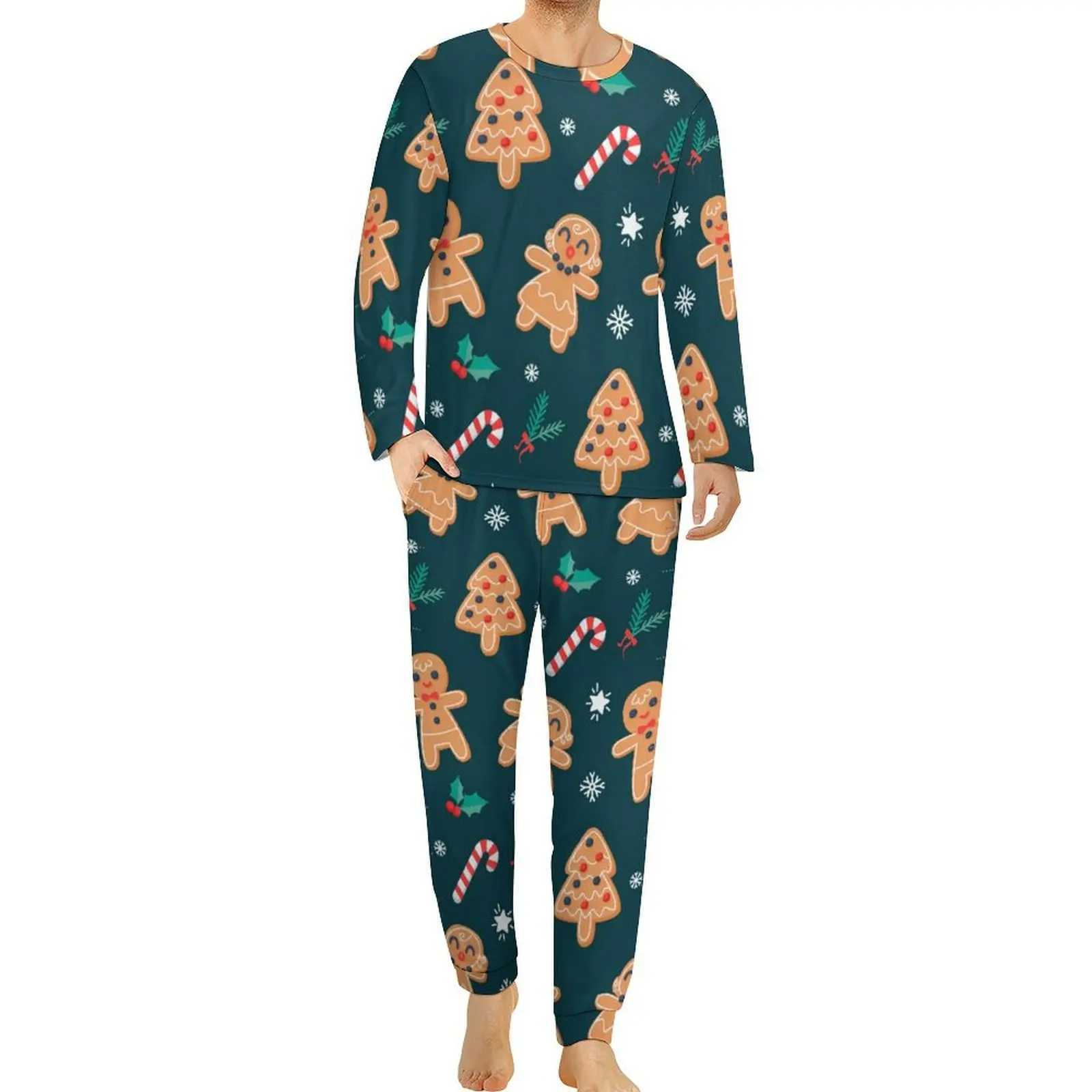 Christmas Holiday Pajamas Long Sleeve Cartoon Print 2 Piece Casual Pajama Sets Autumn Men Design Kawaii Oversized NightwearXJ241227