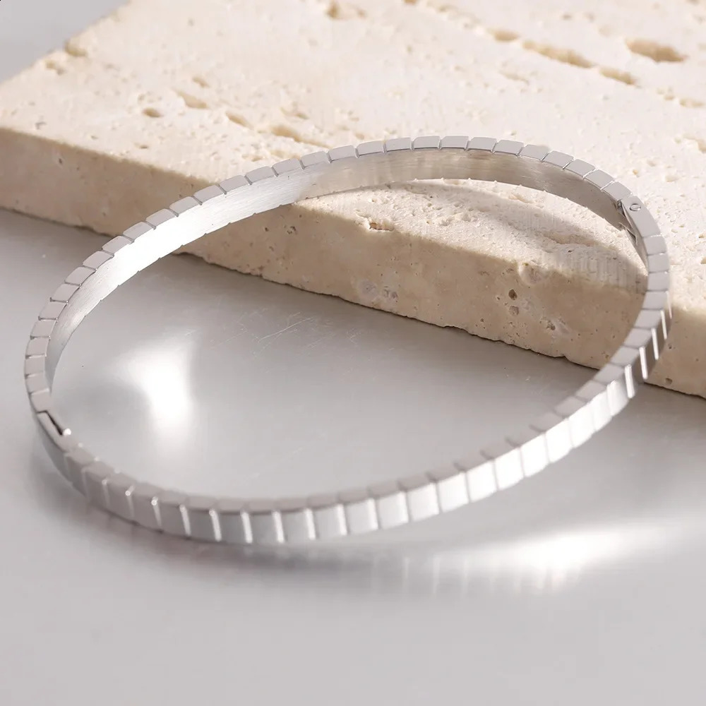 Fashion Jewelry 4MM Square Round Personalized Simple Stainless Steel Steel 304 Bracelet 241227
