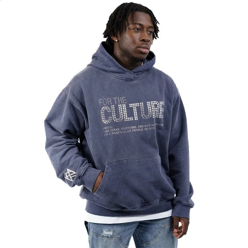 MensAutumn Hooded Hoodie American Style Personalized Outfit Trendy Autumn Clothing for Men Retro Jacket Thickened 241223