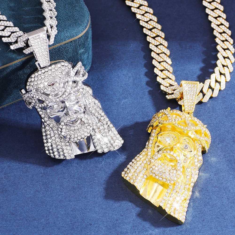 1pc Jesus Pendant Necklace With Cuban Chain hip hop chain Ideal Gift For Men And WomenXJ241227