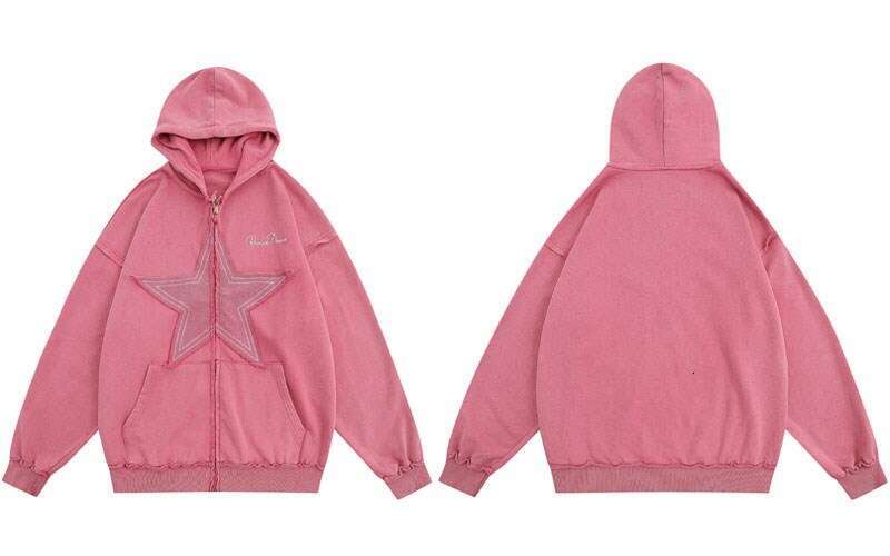 Millennium autumn winter fashionable men's women's street cardigans with pentagonal patch and loose zipper