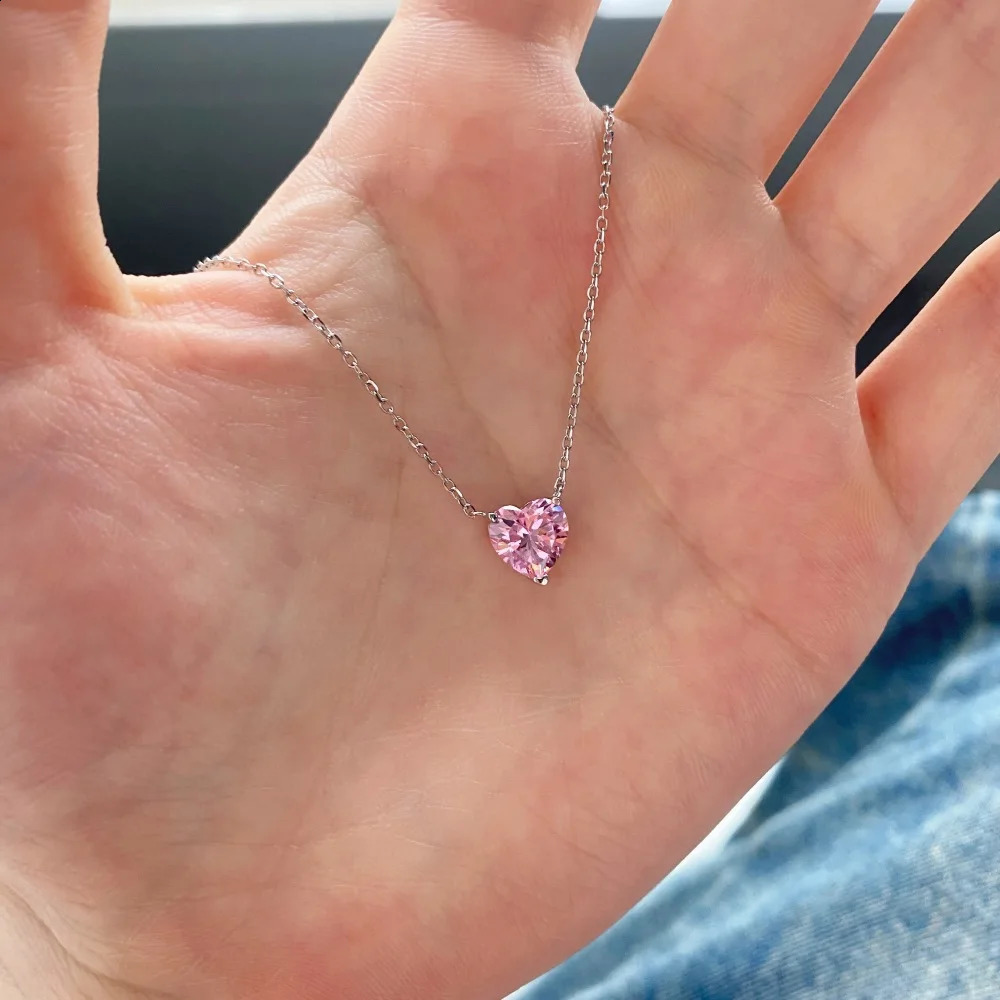 4CT Heart Shape Pendant Necklace for Women 925 Silver Solitaire Diamond Neck Chain Fine Jewelry with Certificate 241226