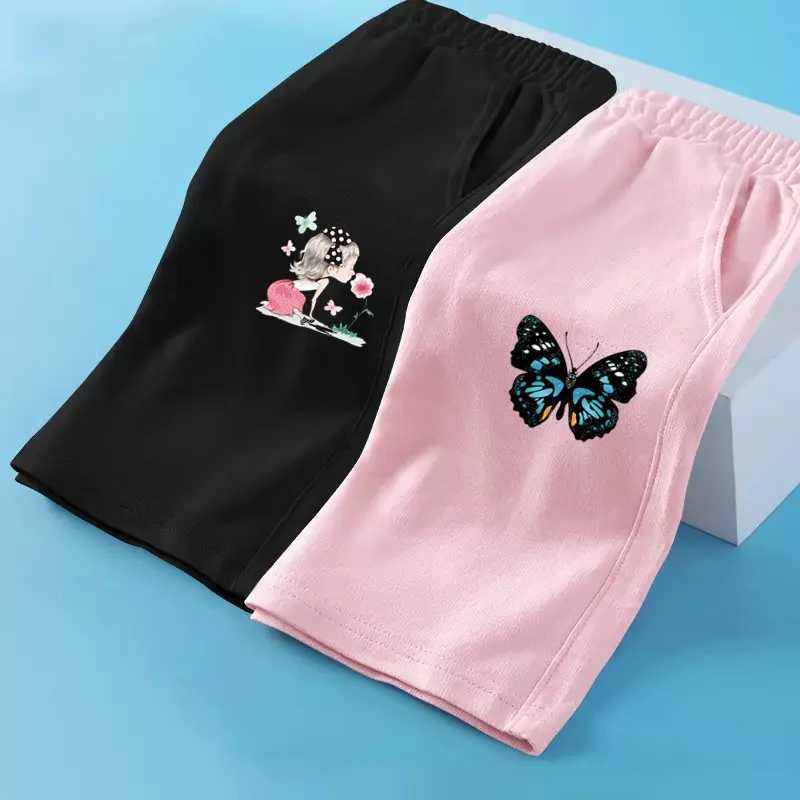 Girls New Cotton Pant Butterfly Casual Shorts Summer Loose Sweatpants Children Student Printed Short Pants 3-14Y W241227