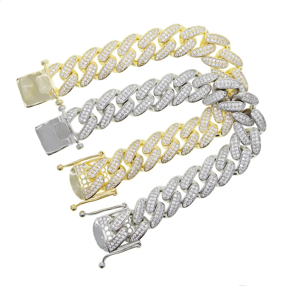 Women Mens Chunky Iced Out Bling Hiphop Sparking Pave 5A Cubic Zirconia 18mm Width Miami Cuban Link Chain CZ Bracelet 241227