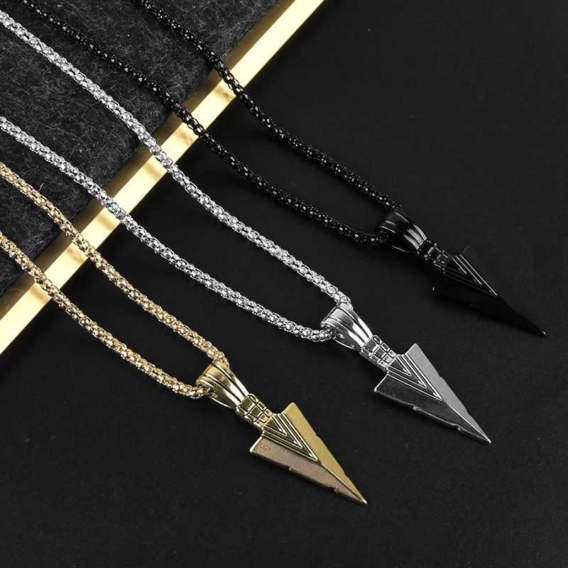 2022 Fashion Jewelry Black Gold Silver Color Arrow Head Pendant Long Chain Necklaces for Men jeweley gift wholesale hot saleXJ241227