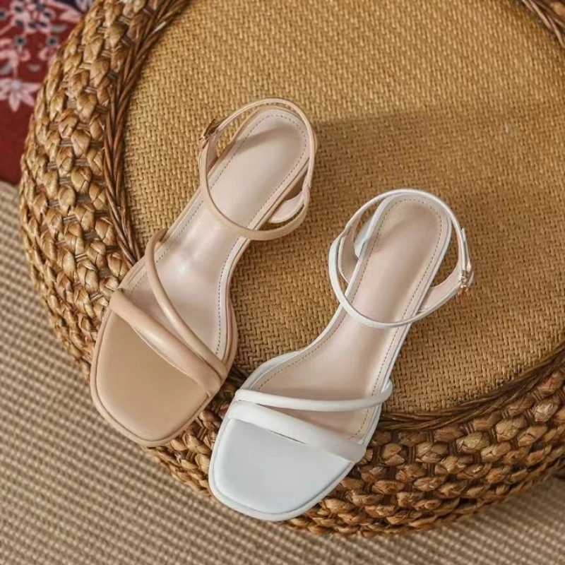 High Quality Summer New Womens Shoes Open Toe Thick Heel Sandals Fashion One line High Heel Shoes Fashionable Women T241227