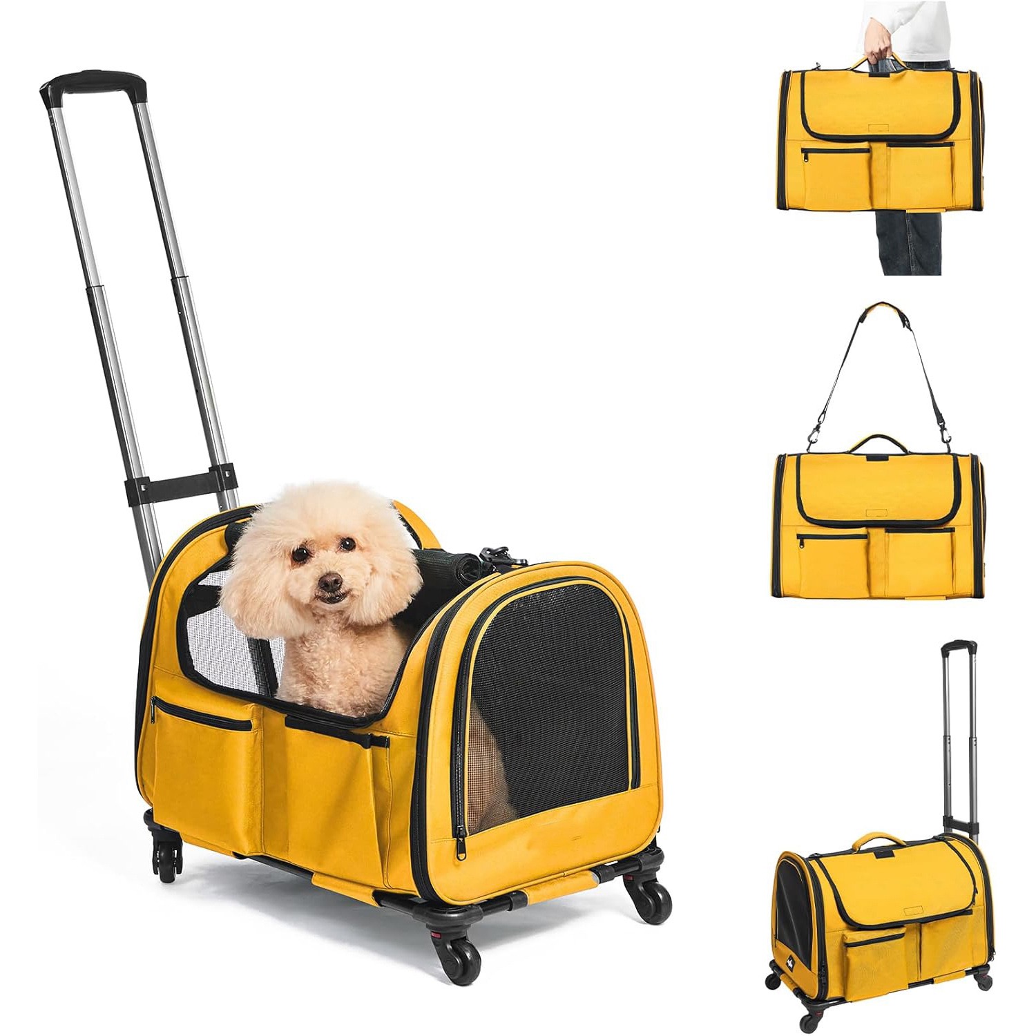 Durable Wheel-Equipped Animal Transport Tote - Ideal for Carrying 2 Cats or Dogs under 30lbs Easily during Travels