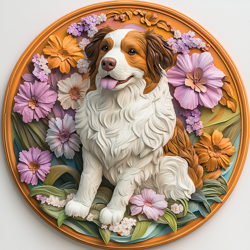 Customizable Shepherd Dog Pet Ornaments - Circular Aluminum Paintings for Cats and Dogs, Perfect Pet Souvenir Tombstones